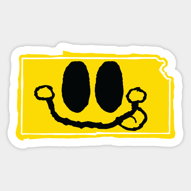 Kansas Happy Face with tongue sticking out Sticker by pelagio